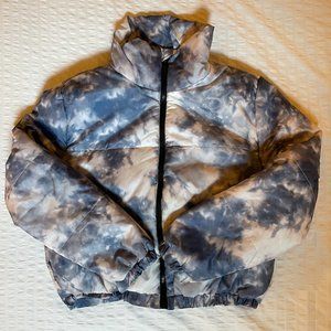 Blue Tie Dye Puffer Jacket